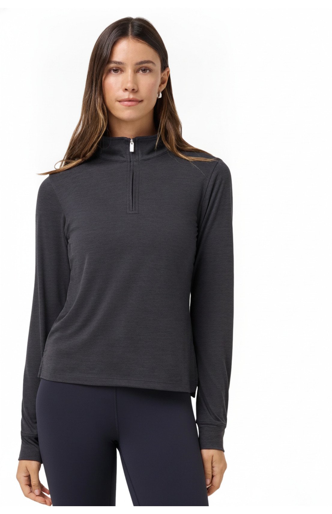 Travis Mathew Skyloft Light Zip longsleeve polo da donna, heather black