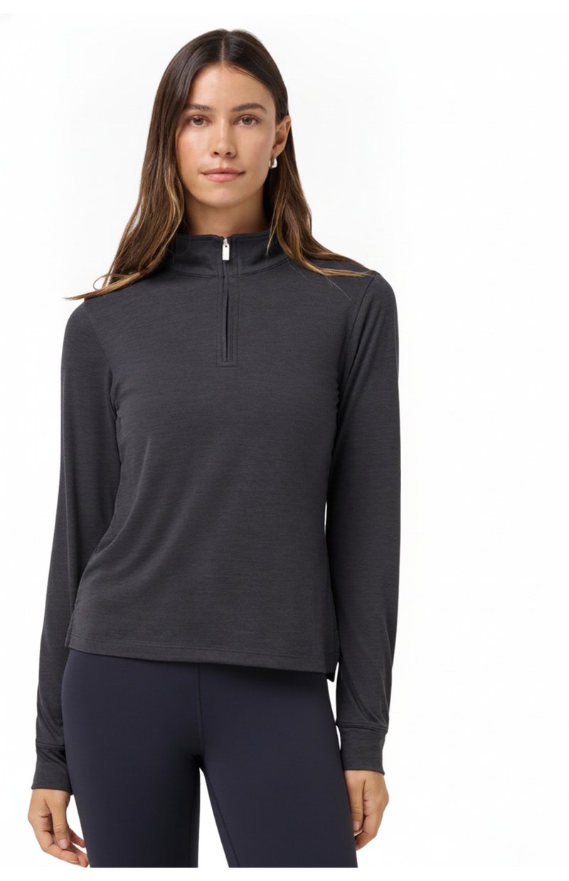Travis Mathew Skyloft Light Zip longsleeve polo da donna, heather black