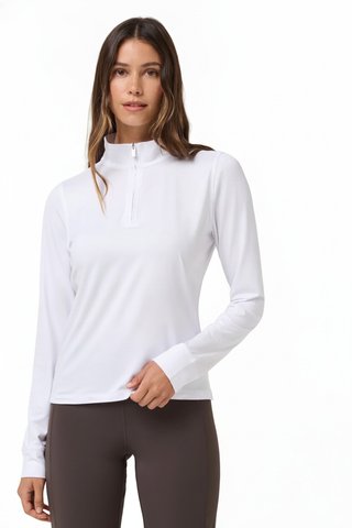 Travis Mathew Skyloft Light Zip longsleeve polo da donna, bianco