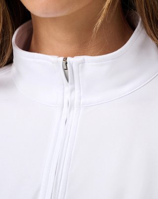Travis Mathew Skyloft Light Zip longsleeve polo da donna, bianco
