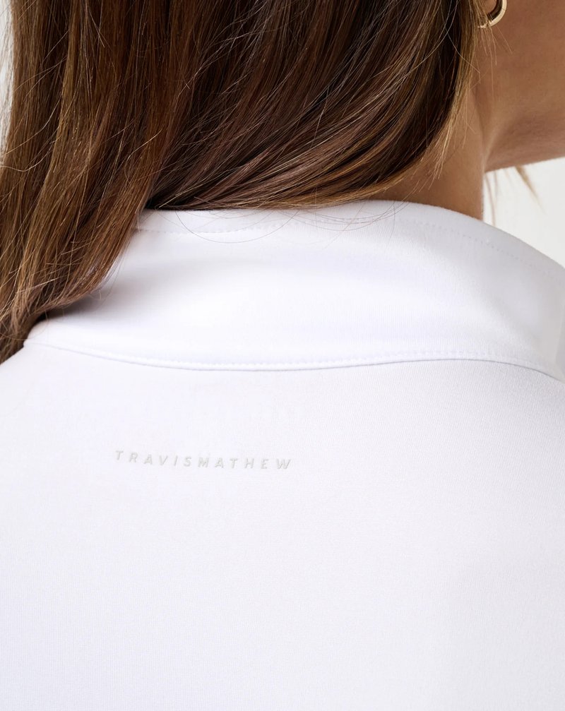 Travis Mathew Skyloft Light Zip longsleeve polo da donna, bianco
