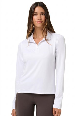 Travis Mathew Skyloft Light Zip longsleeve polo da donna, bianco