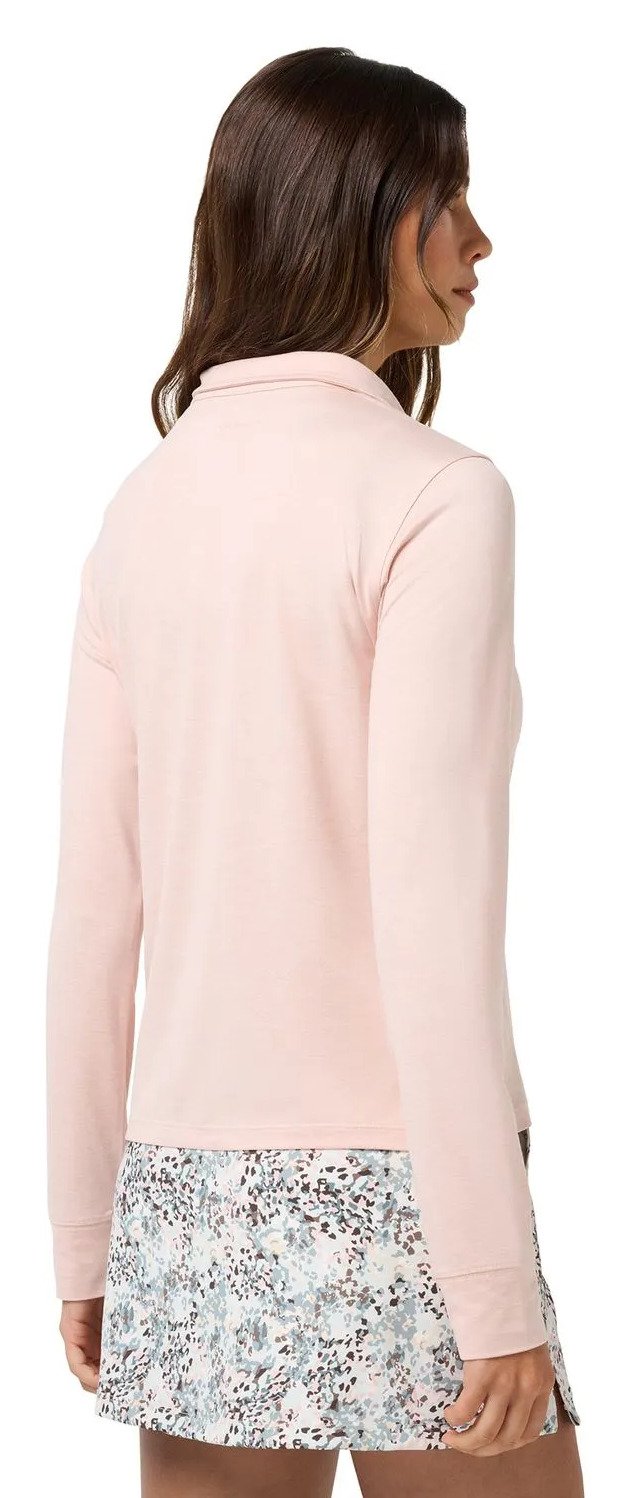 Travis Mathew Skyloft Light Zip longsleeve polo da donna, heather blush pink