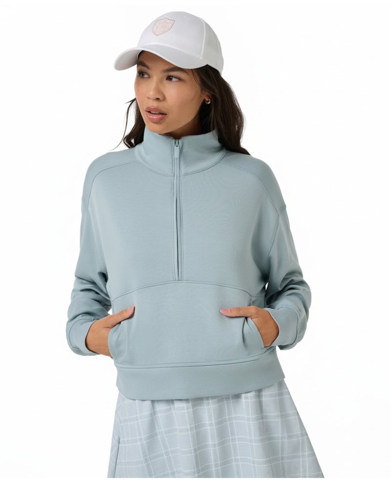 Travis Mathew Skyloft Soft Half Zip Pullover felpa da donna, slate