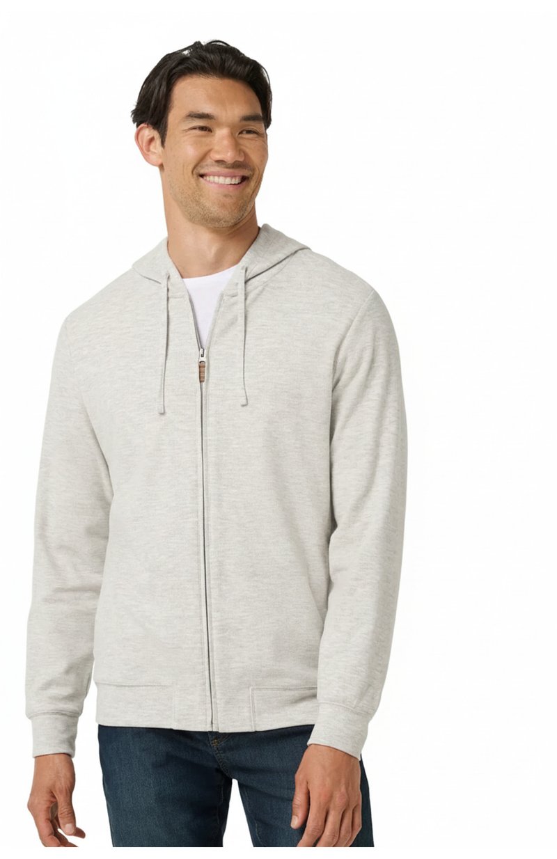 Travis Mathew Cloud Sweater Full Zip felpa con cappuccio da uomo, heather grey