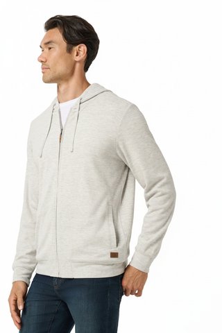 Travis Mathew Cloud Sweater Full Zip felpa con cappuccio da uomo, heather grey