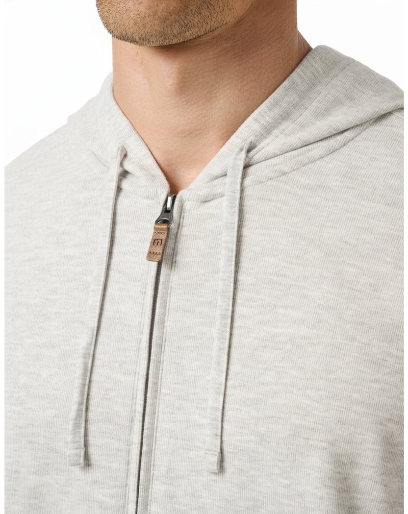 Travis Mathew Cloud Sweater Full Zip felpa con cappuccio da uomo, heather grey