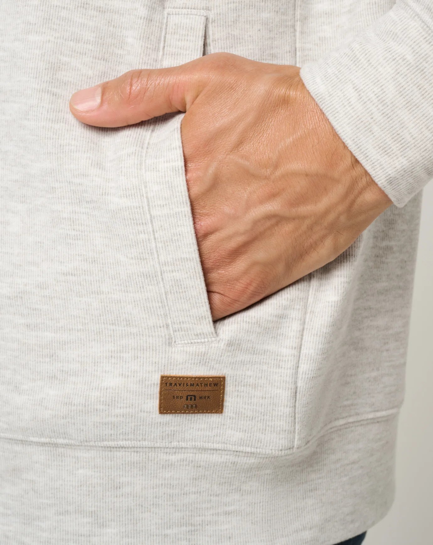 Travis Mathew Cloud Sweater Full Zip felpa con cappuccio da uomo, heather grey