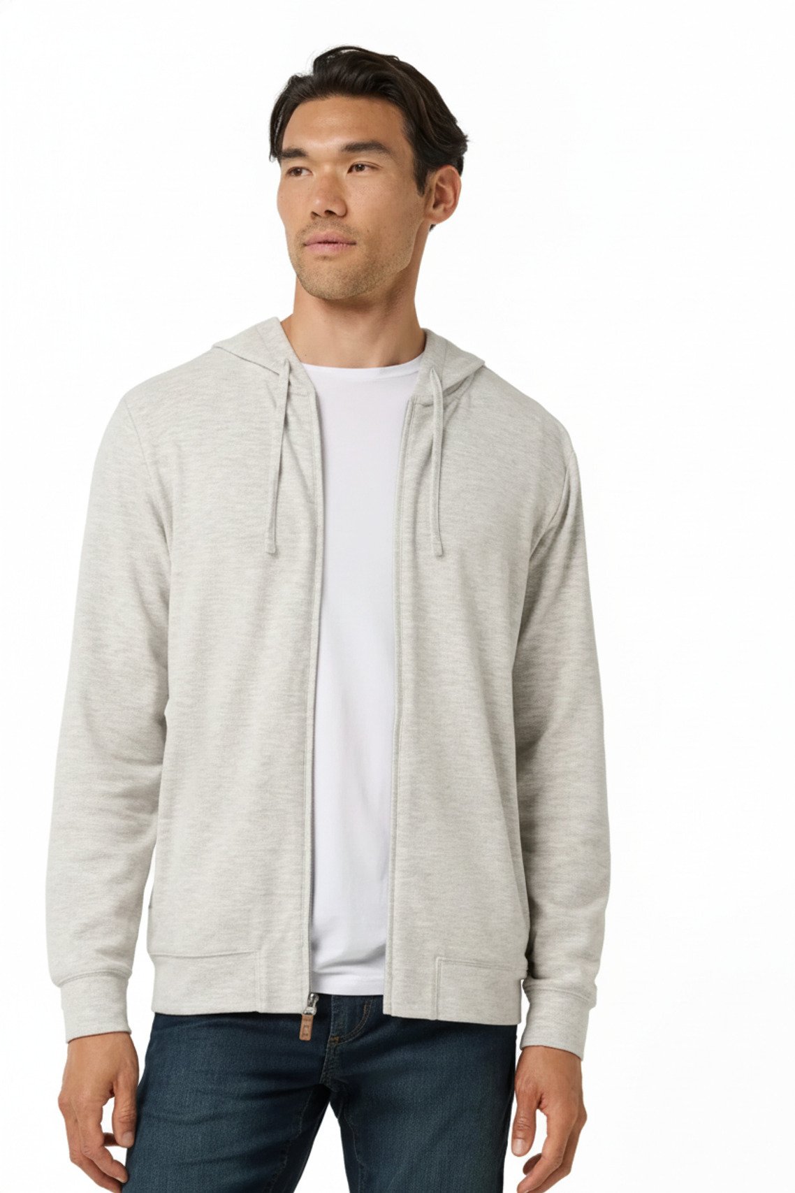 Travis Mathew Cloud Sweater Full Zip felpa con cappuccio da uomo, heather grey