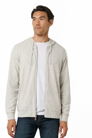 Travis Mathew Cloud Sweater Full Zip felpa con cappuccio da uomo, heather grey