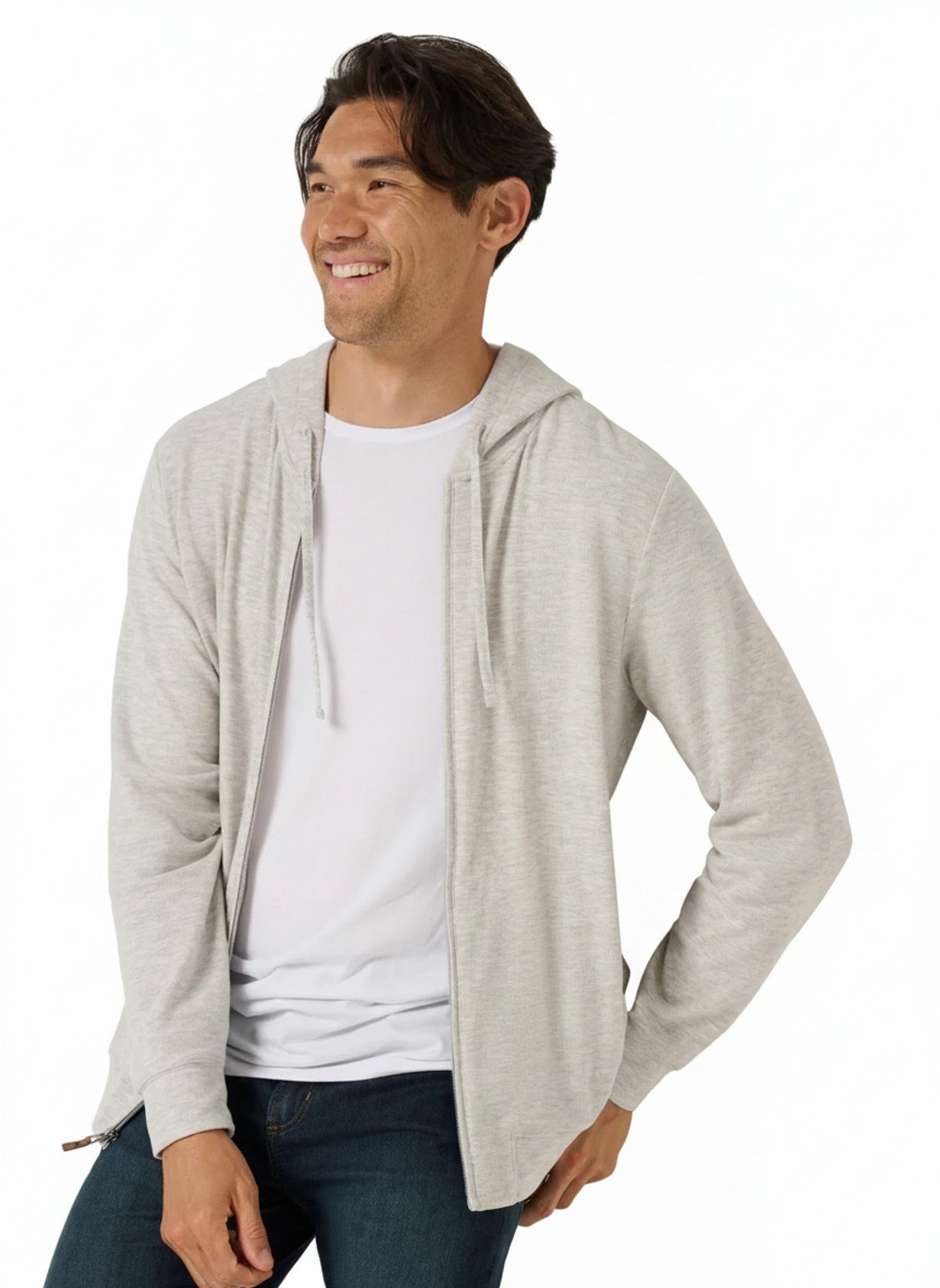 Travis Mathew Cloud Sweater Full Zip felpa con cappuccio da uomo, heather grey