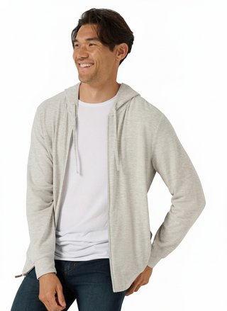 Travis Mathew Cloud Sweater Full Zip felpa con cappuccio da uomo, heather grey