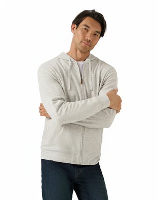 Travis Mathew Cloud Sweater Full Zip felpa con cappuccio da uomo, heather grey