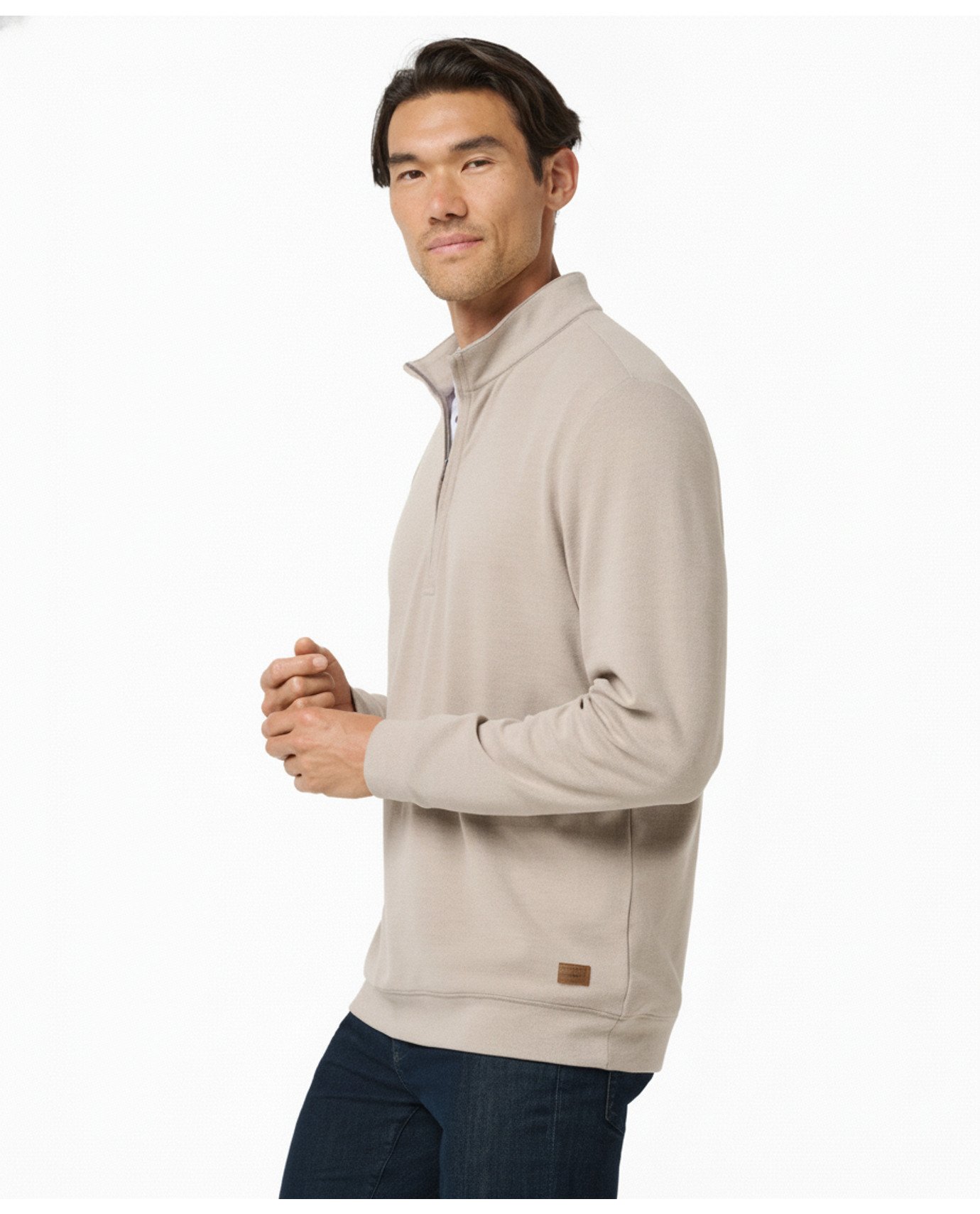 Travis Mathew Cloud maglione da uomo 1/4 zip, heather roasted cashew