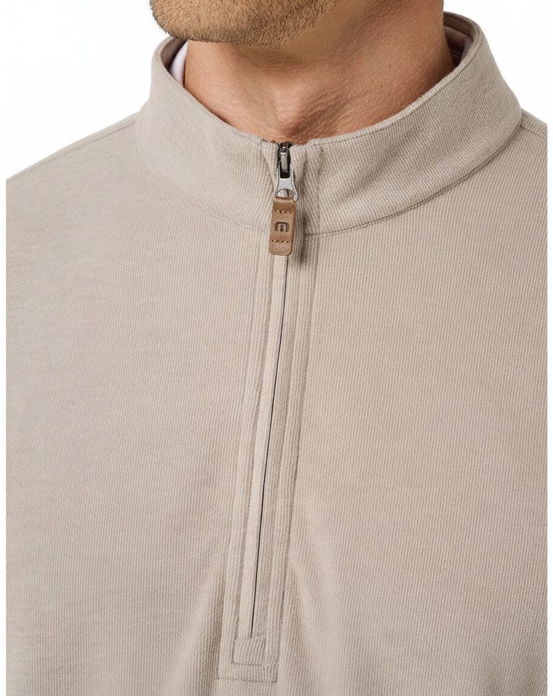 Travis Mathew Cloud maglione da uomo 1/4 zip, heather roasted cashew
