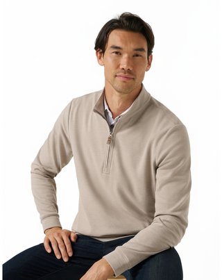 Travis Mathew Cloud maglione da uomo 1/4 zip, heather roasted cashew