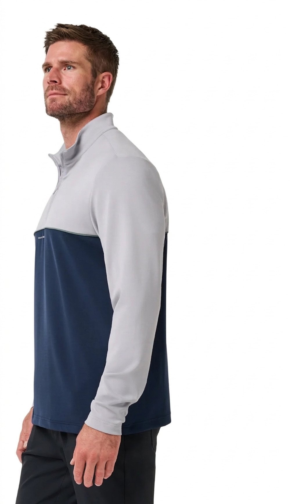 Travis Mathew Fibercloud Color Block Quarter Zip, grigio chiaro