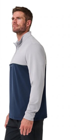 Travis Mathew Fibercloud Color Block Quarter Zip, grigio chiaro