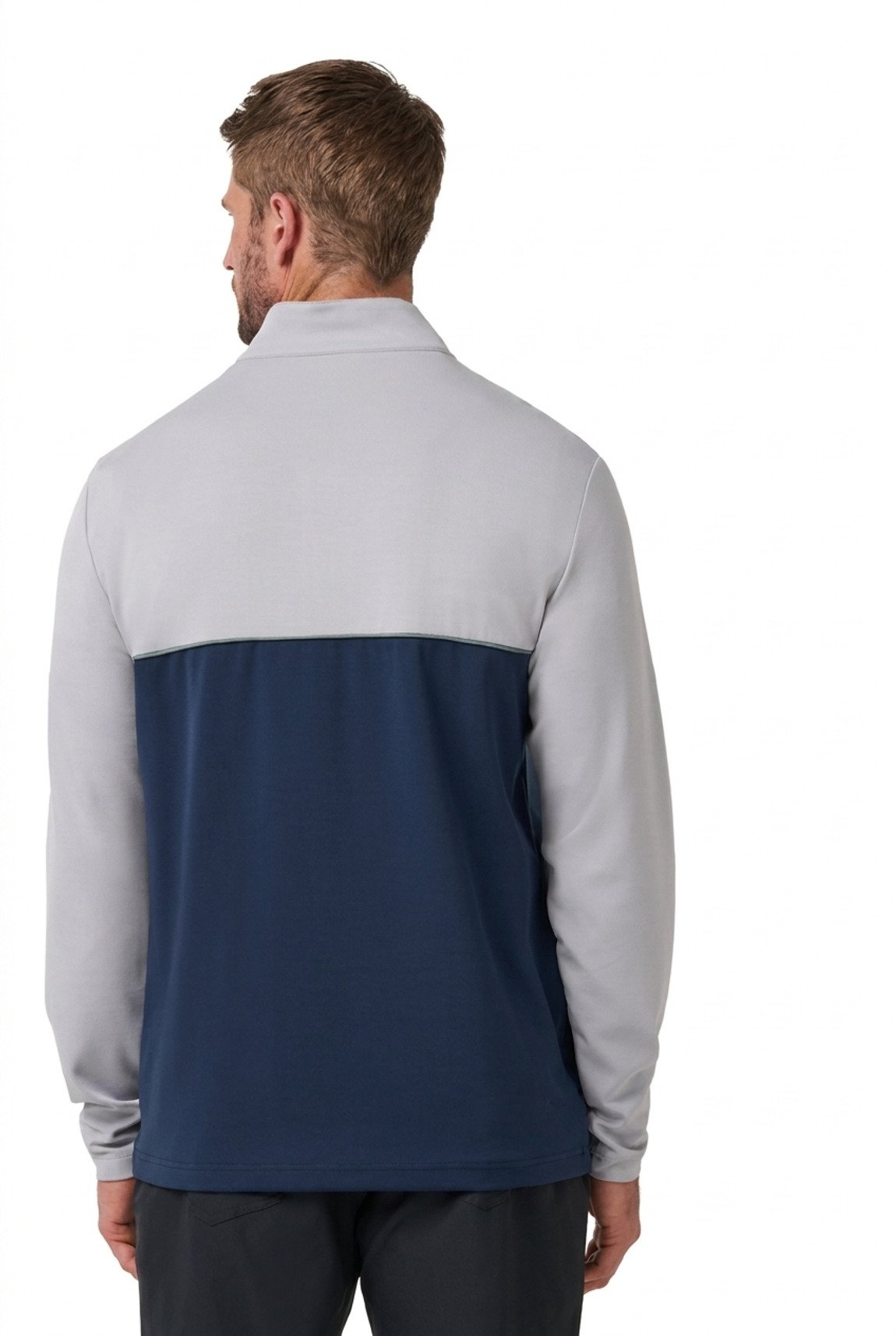 Travis Mathew Fibercloud Color Block Quarter Zip, grigio chiaro