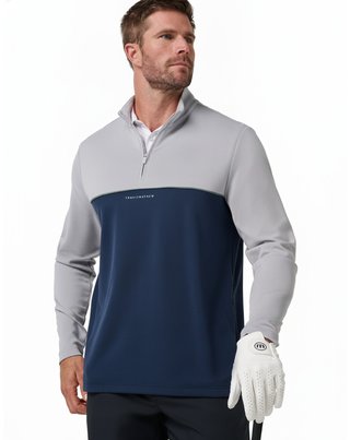 Travis Mathew Fibercloud Color Block Quarter Zip, grigio chiaro