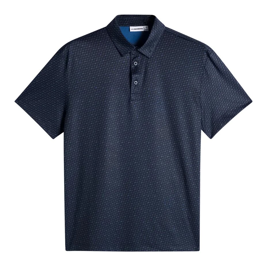 J.Lindeberg Tod Print polo da uomo, bias bridge micro navy set