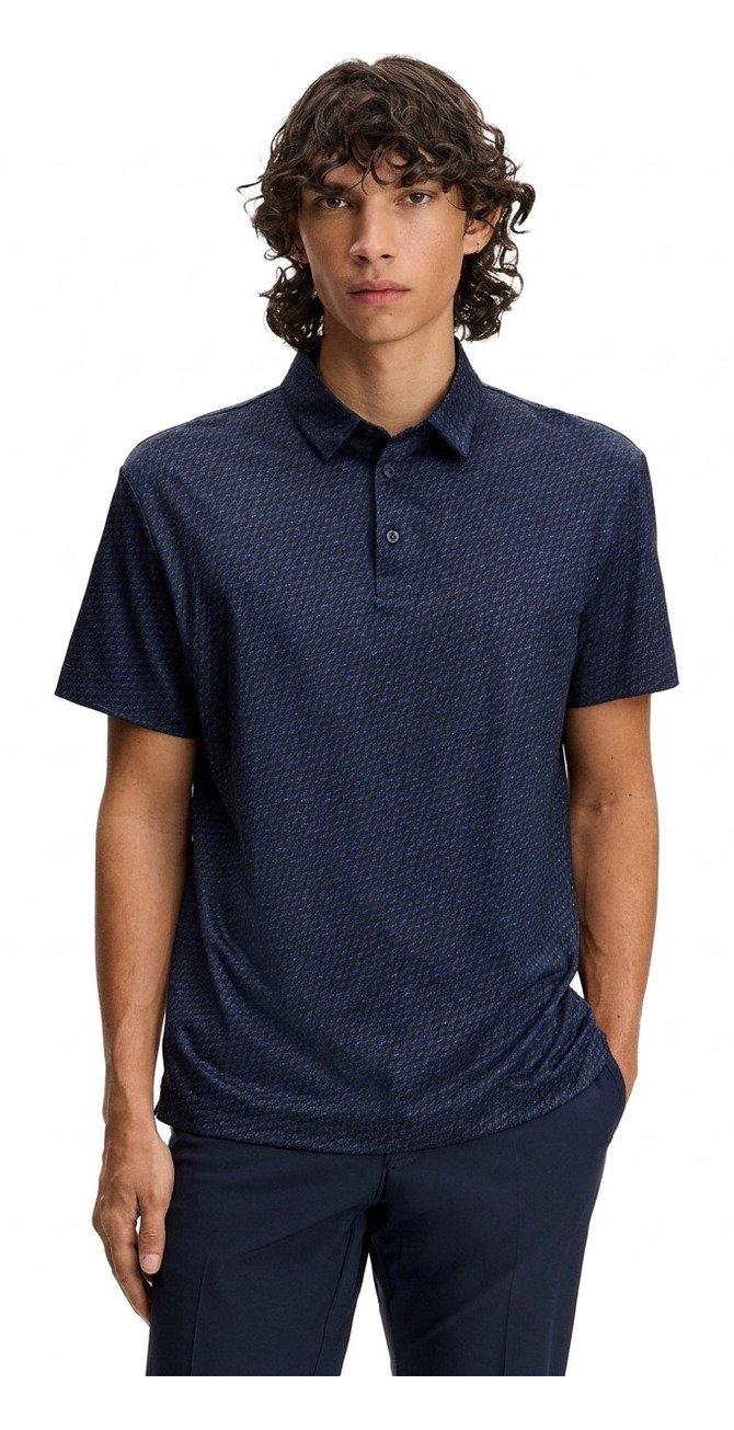 J.Lindeberg Tod Print polo da uomo, bias bridge micro navy set