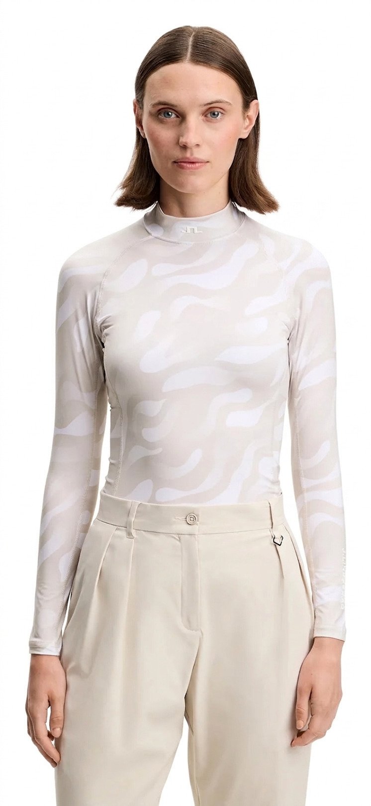 J.Lindeberg Ella Print Compression top da donna, bunker fade moonbeam bianco