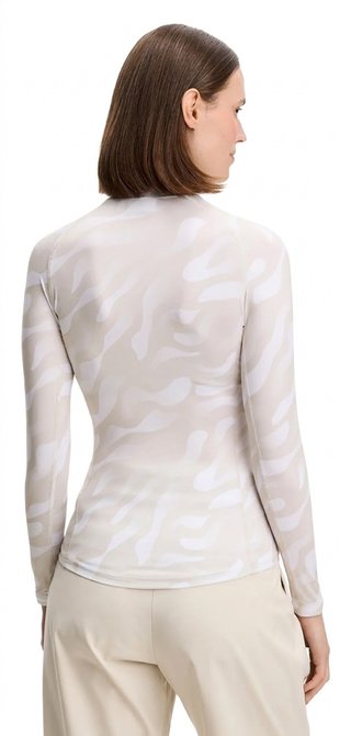 J.Lindeberg Ella Print Compression top da donna, bunker fade moonbeam bianco
