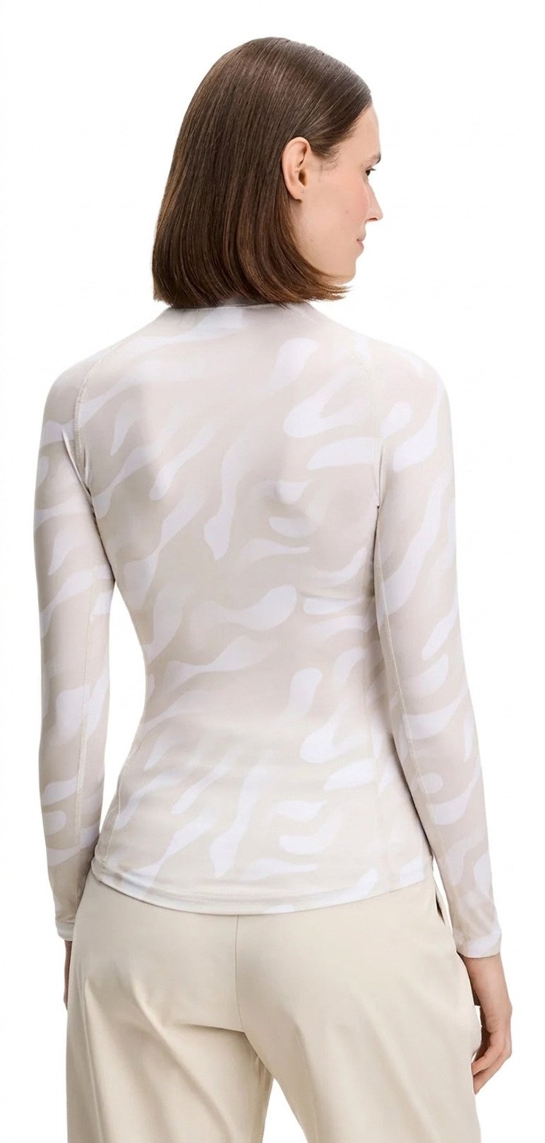 J.Lindeberg Ella Print Compression top da donna, bunker fade moonbeam bianco