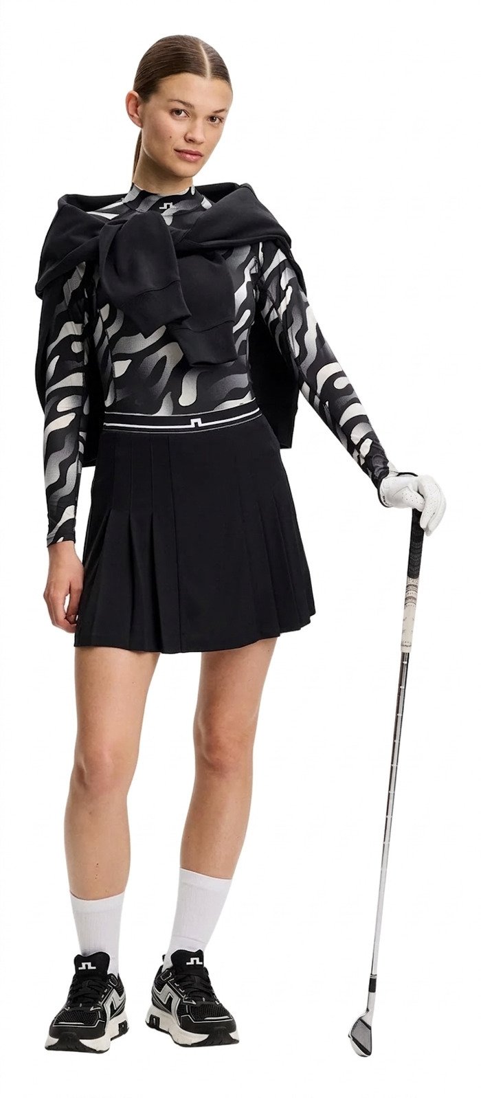 J.Lindeberg Ella Print Compression top da donna, bunker fade black moonbeam