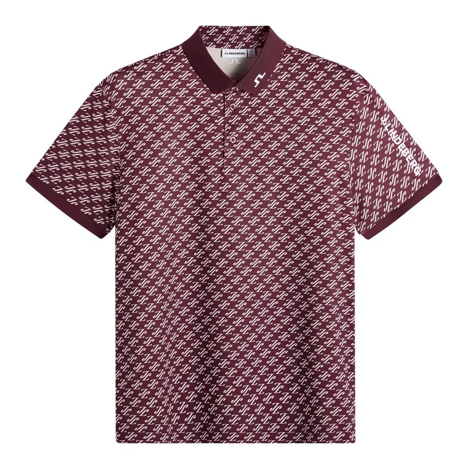 J.Lindeberg Tour Tech Print polo da donna, cardi jacquard - winetasting