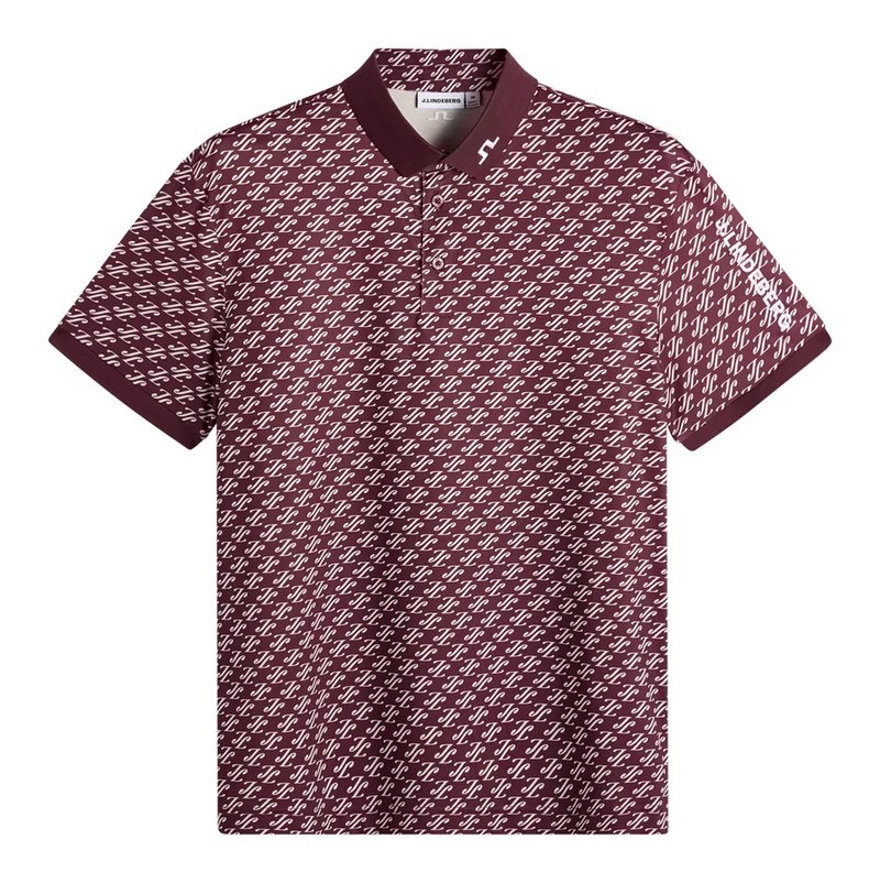 J.Lindeberg Tour Tech Print polo da donna, cardi jacquard - winetasting