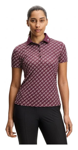 J.Lindeberg Tour Tech Print polo da donna, cardi jacquard - winetasting