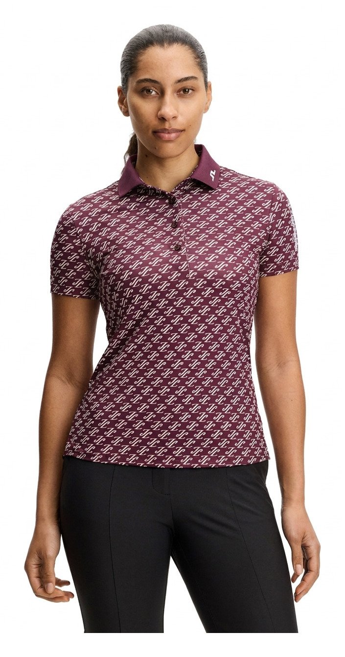 J.Lindeberg Tour Tech Print polo da donna, cardi jacquard - winetasting