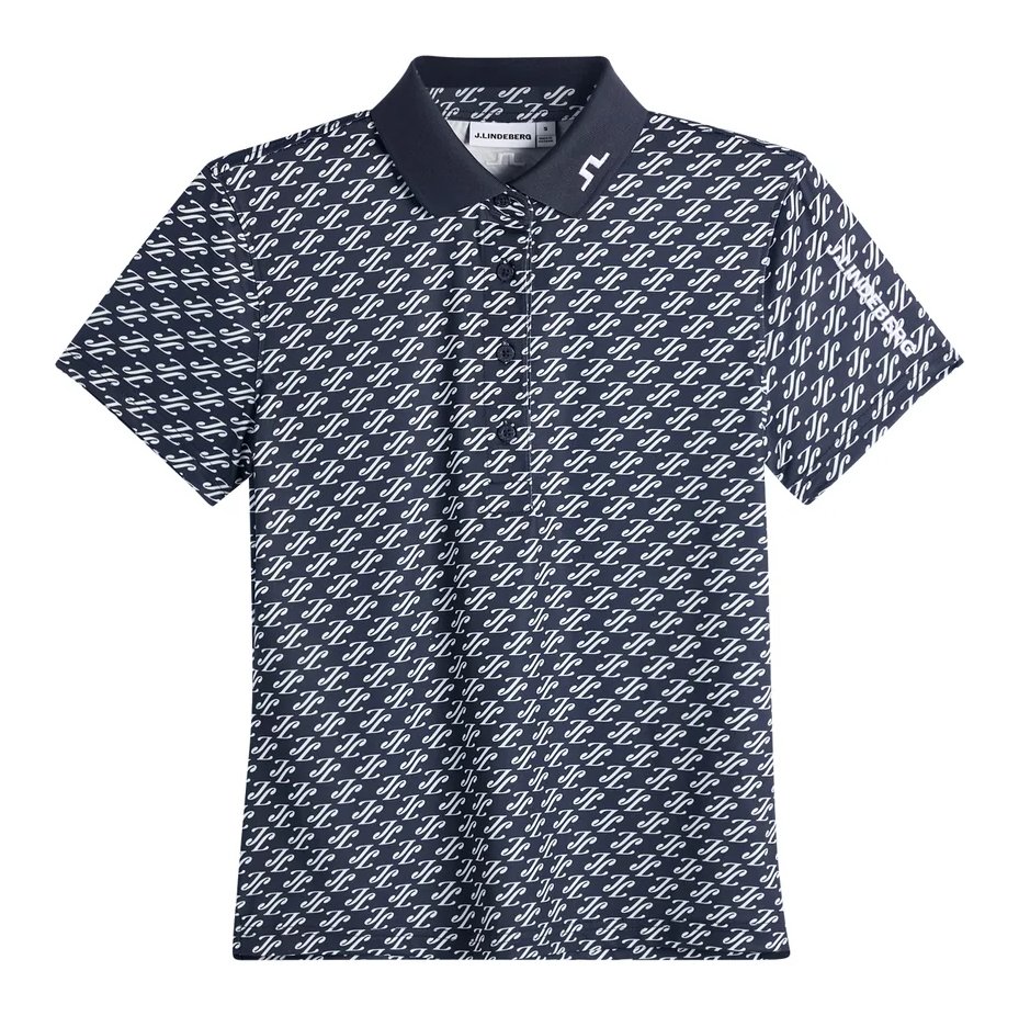 J.Lindeberg Tour Tech Print polo da donna, cardi jacquard - JL Navy