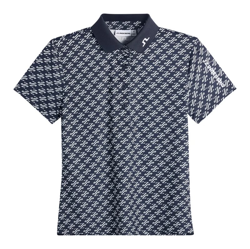 J.Lindeberg Tour Tech Print polo da donna, cardi jacquard - JL Navy