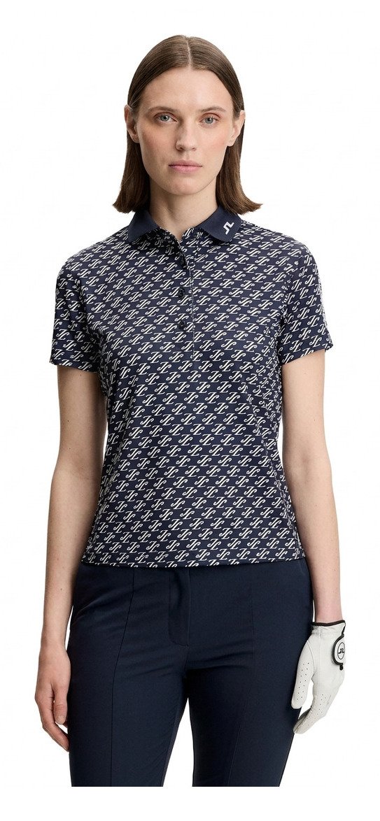 J.Lindeberg Tour Tech Print polo da donna, cardi jacquard - JL Navy