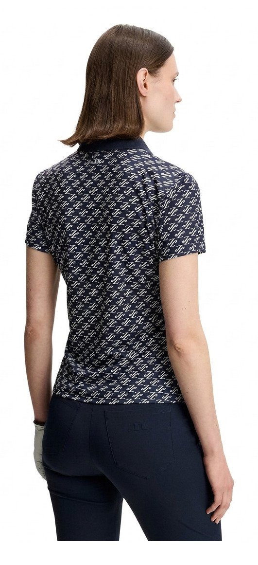 J.Lindeberg Tour Tech Print polo da donna, cardi jacquard - JL Navy