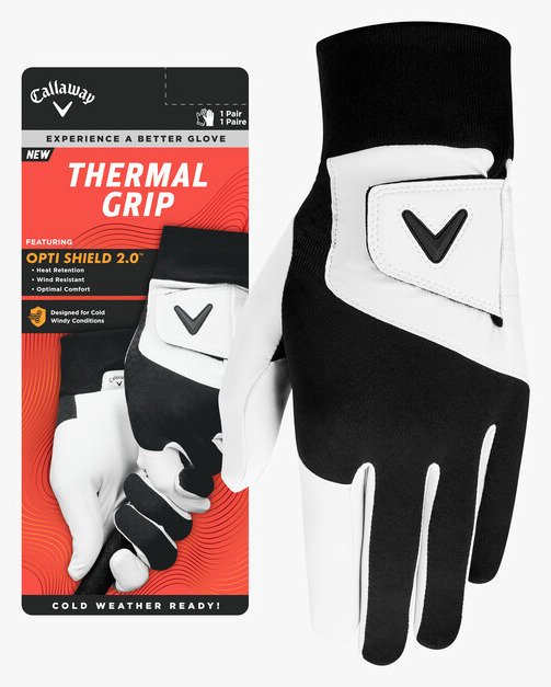 Callaway Thermal Grip 27 guanti da golf da uomo, paio, nero