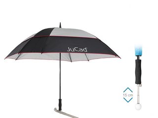 JuCad telescopic golf umbrella 68" square & windproof with pin, nero/argento