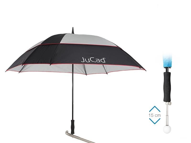 JuCad telescopic golf umbrella 68" square & windproof with pin, nero/argento