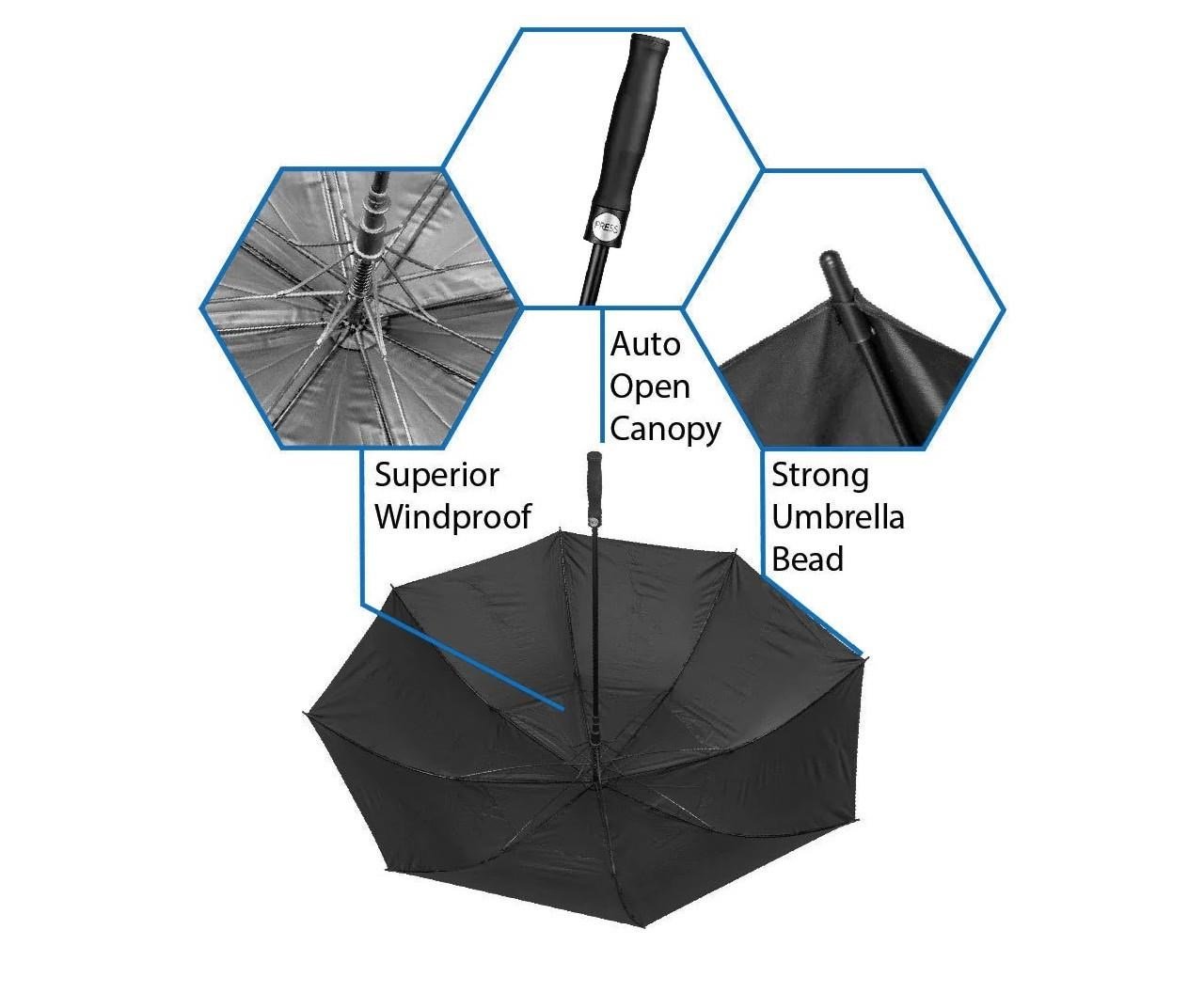 Axglo Axglo Auto Open ombrello 68", nero/nero