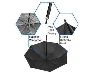 Axglo Axglo Auto Open ombrello 68", nero/nero
