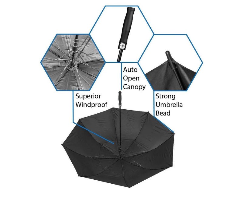Axglo Axglo Auto Open ombrello 68", nero/nero