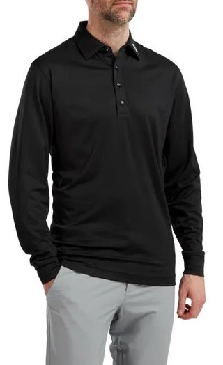 FootJoy Long Sleeve Thermocool Self Athletic Fit polo da uomo, nero