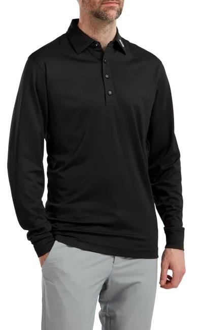 FootJoy Long Sleeve Thermocool Self Athletic Fit polo da uomo, nero