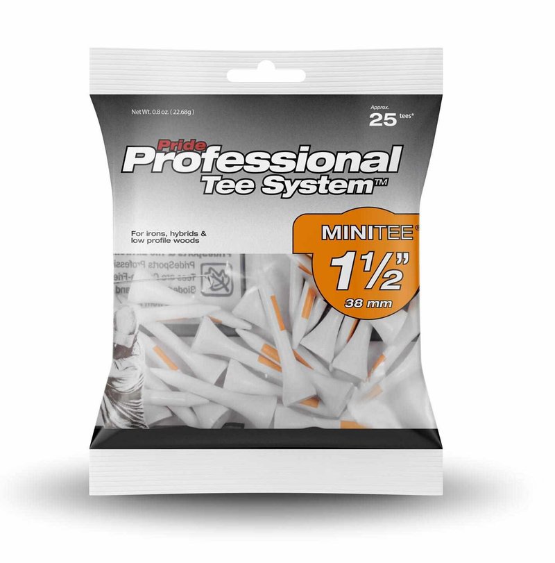 Pride Professional Tee System Prolength Mini Orange tee da golf in legno 38mm (1 1/2"), 25 pezzi
