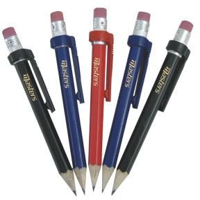 Masters Wood Pencils with clip & Eraser, 5 pezzi, mix di colori