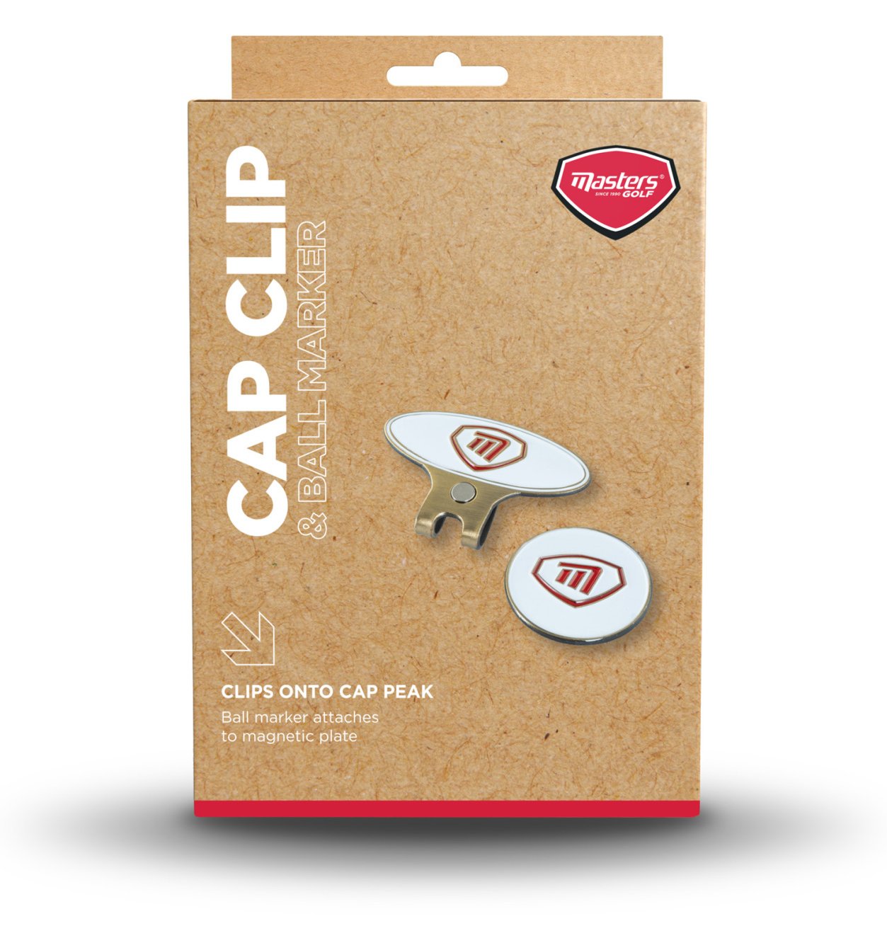 Masters Golf Cap Clip & Ball Marker segnapalla, bianco/rosso