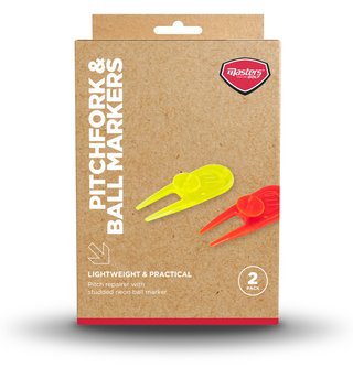 Masters Golf Neon PitchFork & Ball Markers (2 pack)